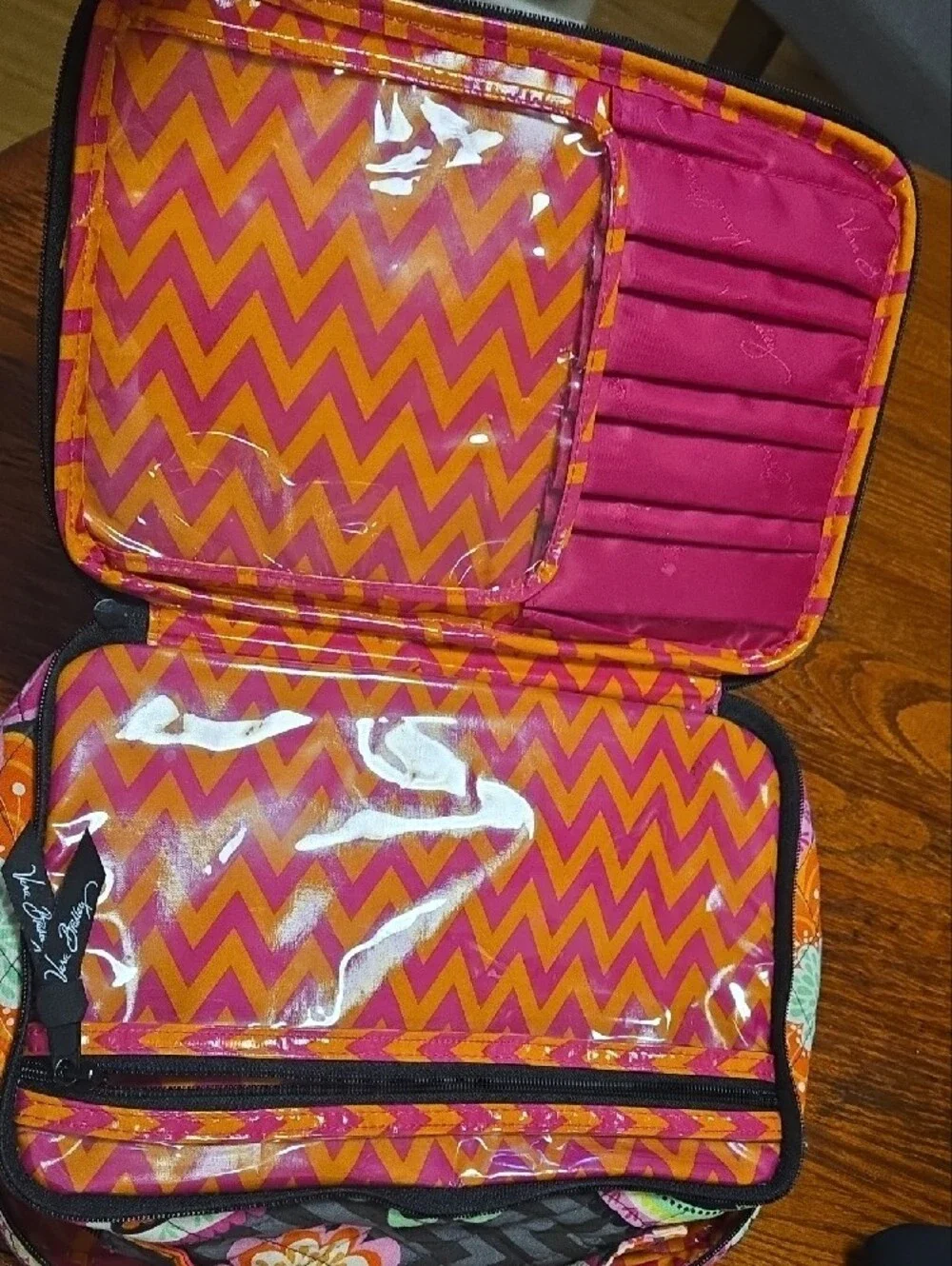 Vera Bradley Quilted Floral Cosmetic Case - Black, Orange, Pink, Yellow